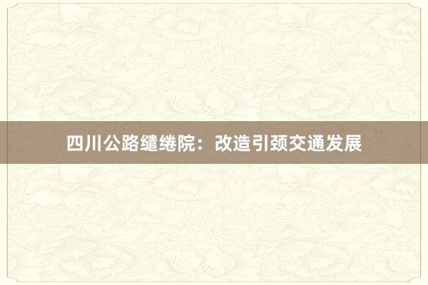 四川公路缱绻院：改造引颈交通发展